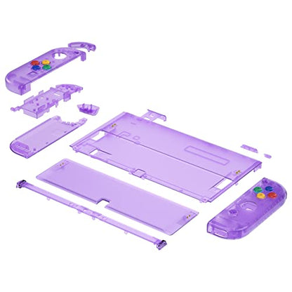 eXtremeRate DIY Full Set Shell for Nintendo Switch OLED, Replacement Console Back Plate & Kickstand, Custom NS Controller Housing with Full Set Buttons for Nintendo Switch OLED - Clear Atomic Purple - color: Clear Atomic Purple