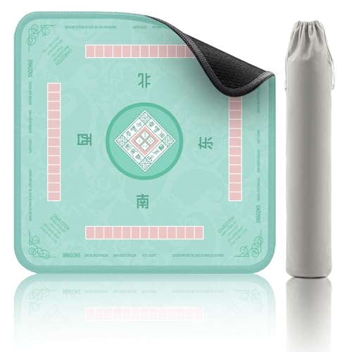 2F22E Mahjong Mat - Non-Slip Noise Reduction Gaming Mat 32.4x32.4 Inch for Mahjong/Poker/Board Games/Card Games/Dominoes (Cyan) - color: Cyan