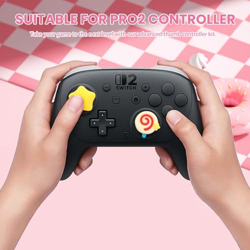 Silicone Thumb Grip Caps, 4 Pack for PS5, PS4, Xbox & Switch Pro Controller | Raised silicone caps add height and grip for aiming control, help protect analog sticks from wear and install without tools - color: Yellow