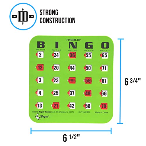 Regal Bingo Bulk Bingo Cards with Sliding Windows - Reusable Large Print Bingo Game Cards for Adults Large Group - 25 Pack, Green - color: Green, size: 25 Cards