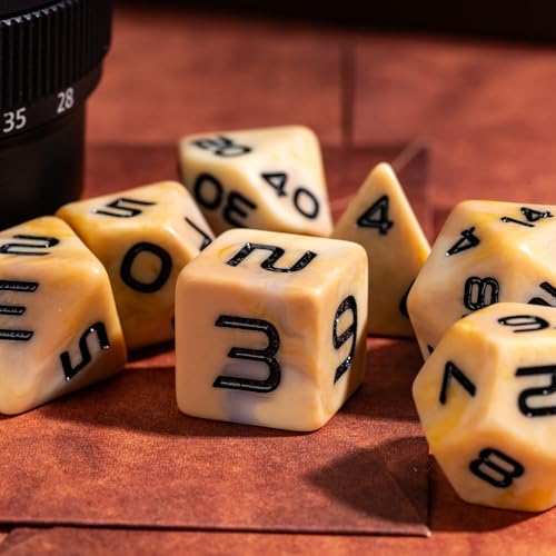 7PCS DND Dice Set Brown Polyhedral Dice Set for D&D Tabletop Games | Leather Storage Bag, DM Gift, for Dungeons and Dragons Role Playing Games - color: Camo-brown