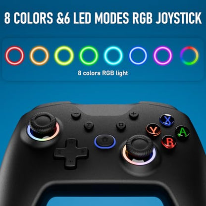 Diswoe Wireless Switch Controller for Switch/Lite/OLED Controller, Switch Controller with a Mouse Touch Feeling on Back Buttons, Extra Switch Pro Controller with Wake-up,Programmable, Turbo Function - color: Black+LED
