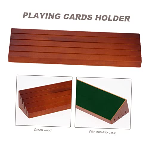 YARNOW 1pc Sturdy Wood Card Holder Stand for Play Desktop Organizer for Poker and Card Games Base Slots