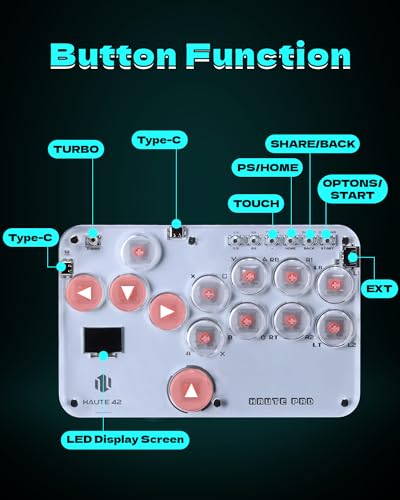 Sehawei Haute42 Arcade Stick S13 All-Button Gamerfinger with Custom RGB & Turbo Functions,Arcade Controller Street Fight for PC/Ps3/Ps4/Switch/Steam Game Keyboard-Supports Hot Swap & SOCD