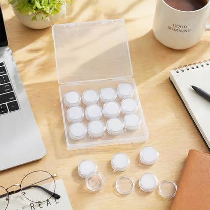 16Pcs Small Clear Bead Storage Organizer Containers with Soft Sponge | Plastic Gemstone Display Box, Round Gemstone Holder Case with Screw Top Lids for, Gems, Beads, Small Items - color: Clear