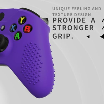 eXtremeRate PlayVital Soft Anti-Slip Purple Silicone Controller Cover Skins for Xbox One X/S Controller - Thumb Grips Caps Protective Case NOT Included - color: Purple
