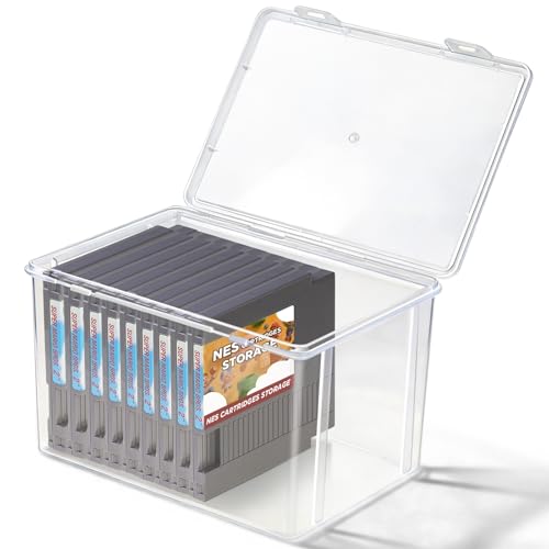 tutata NES Cartridge Case Storage Box Compatible with NES Cartridge Games, Retro Game Case Holder Clear