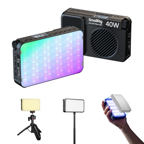 SmallRig RM 40C Mini LED RGB Video Light, 4800mAh Battery, LCD Display, Portable Camera Light for Tiktok Youtube Content Creators Photographer Gifts, 2500K-10000K CRI 96 TLCI 99, Magnetic Mount - 5359 - color: 40C RGB