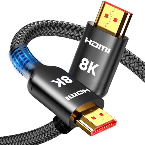Highwings Ultra High Speed 8K HDMI Cable 3.3FT, 2.1 48Gbps Flexible HDMI | Braided Cord-8K@60Hz 4K@120Hz DTS:X,HDCP 2.2 & 2.3, HDR 10,eARC,Compatible for Stream Media, HDTV, Ethernet, SoundBar - size: 3.3 feet