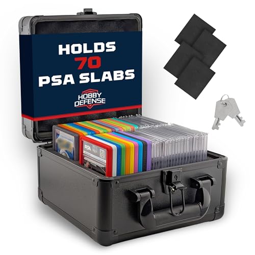 2 ROW Graded Card Storage Box, Holds 70+ PSA Slab Case for Sports Cards, Trading Card Case with Lock, BGS Card Carrying Case, Card Storage - size: 2 Row