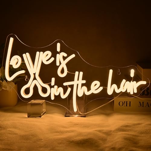 Love HairLED Neon Sign Dimmable LED Wall Light for Barber Shop Decor | 16.5in*9.6in, Love is in the Hair With Scissors,USB powered,Five level brightness adjustment,Gift for Hair Salon Decor - color: Love is in the Hair