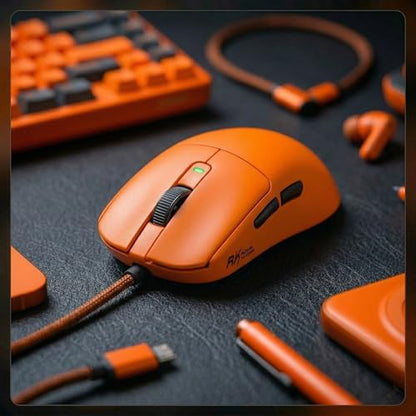 RK ROYAL KLUDGE RK M30 Wireless Gaming Mouse, 43g Ultra-Lightweight Computer Mouse with 2.4GHz/Bluetooth/USB-C, 24000 DPI, Rechargeable PC Game Mice with 5 Programmable Buttons for Win/Mac, Orange - color: orange