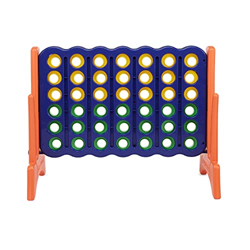 Amazon Basics Junior 4-to-Score Giant Premium Plastic Party Game for Kids & Adults, Indoor & Outdoor, BPA-Free with Carrying Bag, Blue, Yellow, Red, Green, Large