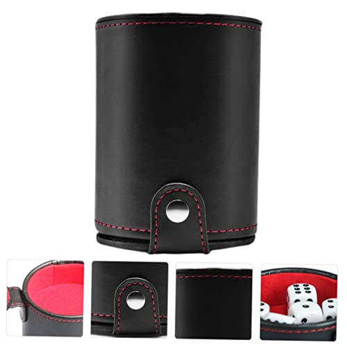 KOMBIUDA Leather Dice Cup Set Lid Double-Layer PU Leather Shaking Dice Container for and Board Games Portable Storage Cup for Game Players