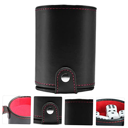 KOMBIUDA Leather Dice Cup Set Lid Double-Layer PU Leather Shaking Dice Container for and Board Games Portable Storage Cup for Game Players