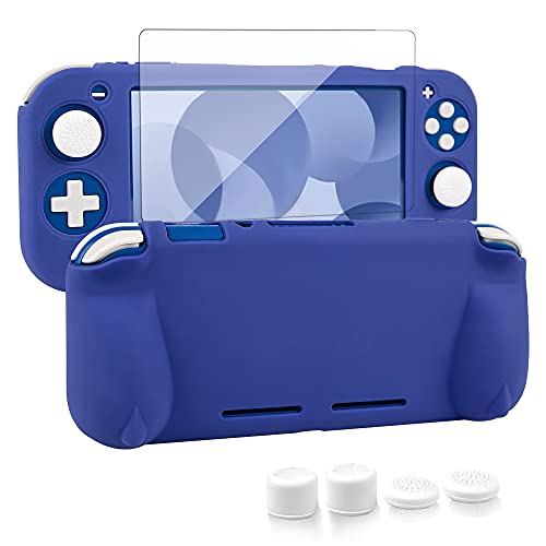 Protective Case for Nintendo Switch Lite, Soft Grip Case Cover with Comfort Ergonomic Handles for Nintendo Switch Lite 2019 [Self Stand][4 Thumb Stick Caps] (Silicone-Blue) - color: 실리콘-블루