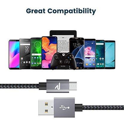 RAMPOW Micro USB Cable [2 Pack/6.6ft], QC 3.0 Fast Charging & Sync Android Charger,Micro USB Cables for Samsung Galaxy S7/S6 and Edge,Note 7/6,Sony,Kindle,PS4,Xbox,Android Devices and More-Space Grey - size: 6.6ft, style: 2Pack