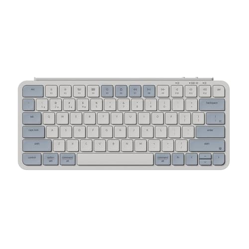 Keychron B1 Pro Ultra-Slim ZMK/Launcher Wireless Bluetooth 2.4 GHz/Wired Connection Keyboard for Mac Windows Linux - Retro Blue - color: Retro Blue