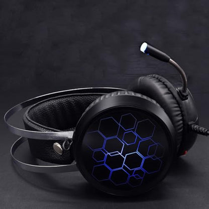 KALLORY Wired Gaming Headset with Microphone for Pc, Comfortable Over Ear Headphone with Soft Ear Pads, RGB Light Surround Sound for Online Gaming and Esports Use