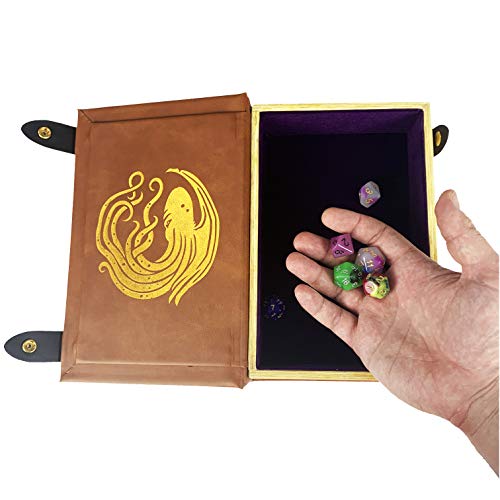 Fantasydice Book-Shaped Gold/Purple Cthulhu Tome Rolling Magic Book Tray for All Tabletop RPGs Like D&D, Call of Cthulhu, Shadowrun. - color: Gold / Purple