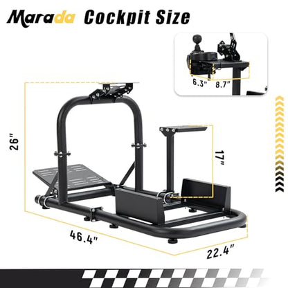 Marada Racing Simulator Cockpit Fit for Logitech G25 G27 G29 G920, for FANTEC CSL DD, for Thrustmaster T500 T3PA TGT, Adjustable Racing Wheel Frame Wheel, Shifters Seat and Pedals Not Include