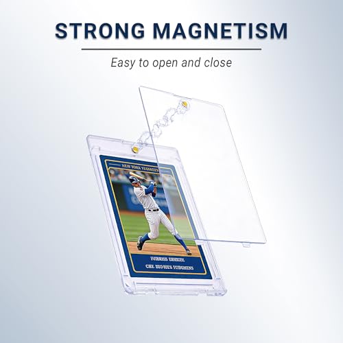 Yuoyar 12ct Magnetic Card Case - 35pt Magnetic Card Holder - UV Protection Hard Plastic Display Case for Trading, Baseball, Football, Game Cards