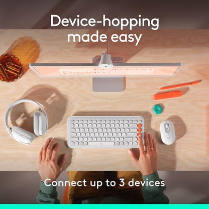 Logitech POP Mouse Compact and Portable Wireless Bluetooth Mouse- Off-White | Programmable buttons, quiet clicks, easy-switch between up to 3 devices, for laptop, tablet, and PC, portable design - color: Off White
