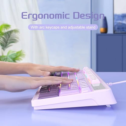 Camiysn Wire Gaming Keyboard, 7 Colorful Rainbow Backlight Classic Gaming Keyboard (Purple-Set) - color: Purple-Set