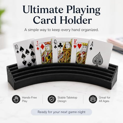 Playing Card Holder Stand – Hands-Free Card Organizer for Board Games | Multi-Tier Slot Design | Freestanding Tabletop Display Rack for Poker Night, Family Game Night & - color: Black