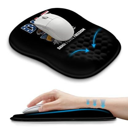 Hokafenle Ergonomic Wrist-Hugging Mouse Pad Wrist Support, U-Shaped Holding Wrist Rest Mousepad for Carpal Tunnel Pain Relief with Cushioned Memory Foam Slope Massage Bulge (Classic 10.2x8.3 in,DILF) - color: Dilf