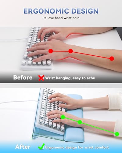 Laborio Computer Keyboard Stand for Desktop, Ergonomic Keyboard Wrist Rest 2-Level Height Adjustment, Non-Slip Key Board Riser Pad for Office, Gaming, and Home Desks - color: Blue