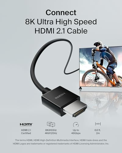 Belkin Ultra HD HDMI 2.1 Cable 6.6ft/2M, 4K Ultra High Speed HDMI Cable, 48Gbps HDMI 2.1 Cord, Dolby Vision HDR & 8K @60Hz, 10K Streaming - Compatible w/ Playstation, PS4, PS5, Xbox Series X, & More - style: 6.6ft PVC Cable