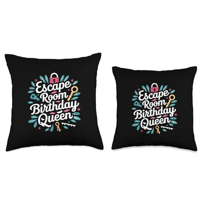 Exit Game Escape Room Escape Room Birthday Queen Throw Pillow - size: 16x16