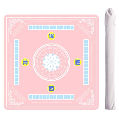 ZIIYAN Mahjong Mat for Table, 31.5''x31.5'' Neoprene Non-Slip Noise Reduction Mah Jongg Mat with Rules, Gaming Mat for Mahjong, Poker, Board Games, Card Games, Dominoes, Tile Games (Pink) - color: Pink