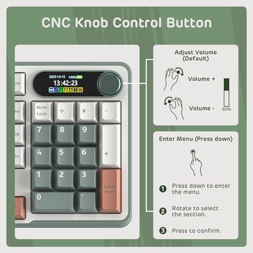 RK ROYAL KLUDGE S98 Wireless Mechanical Keyboard w/Smart Display & Knob | 96% RGB Wireless Gaming Keyboard BT/2.4G/USB-C, Hot Swappable Custom Keyboards, Creamy Sound Silent Computer Keyboard - color: Clay Green, size: Linear Silent Switch