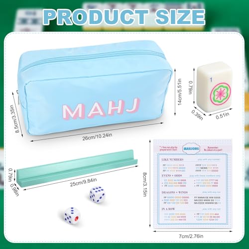 Soulchen Mini American Mahjong Tile Set Include 160 0.8 Inch Mahjong Tiles 2 Dice 4 Wooden Rulers 1 Accessory Bag 4 Beginner Rule Cards (Travel) - style: Travel
