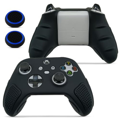 for Xbox Controller Series X/S (2024/2023) Silicone Protective Cover, Soft Skin Xbox Controller Accessories, Anti-Slip Cover with 2 Joystick Caps - Black - color: Black