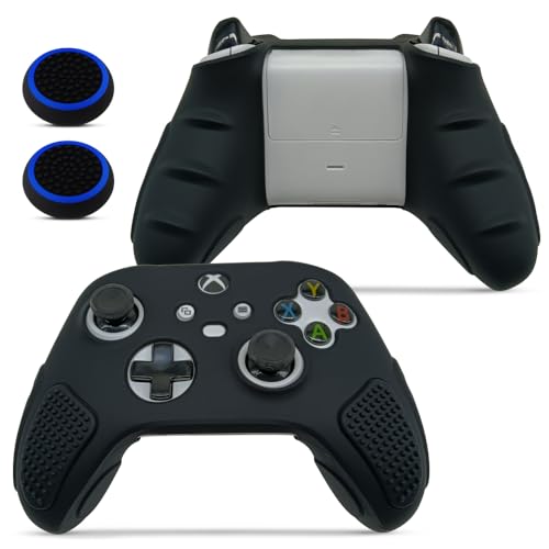 for Xbox Controller Series X/S (2024/2023) Silicone Protective Cover, Soft Skin Xbox Controller Accessories, Anti-Slip Cover with 2 Joystick Caps - Black - color: Black