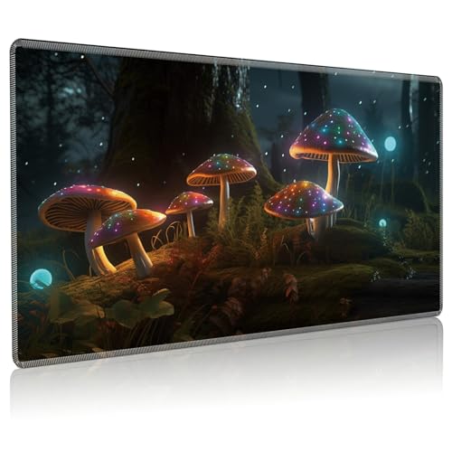 Playmat for MTG, 24 x 14 inches Game Play Mat for MTG TCG and Other Card Games, Trading Card Game Play Mat Desk Mats with Stitched Edges Non-Slip Base, Mushrooms - color: Mushrooms, size: Regular