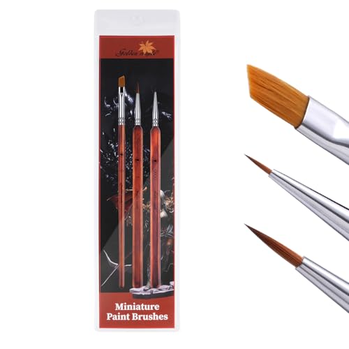 Kolinsky Sable Miniature Paint Brushes-Golden Maple 3pcs Detail Paint Brushes Drybrush for Acrylic Watercolor, Small Fine Detail Paint Brush Set Use for Mini Paints,Paint by Number, Miniature Painting - color: Bronze