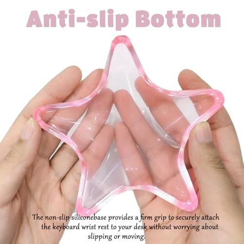 Gel Wrist Rest for Keyboard and Mouse Transparent Pink Sea Star Elbow Pad Cushion Ergonomic Cute Clear Cool Mouse Wrist Pad Silicone Non-Slip Support for Computer Gaming Office Hand Pillow Ocean Beach - color: Star Pink
