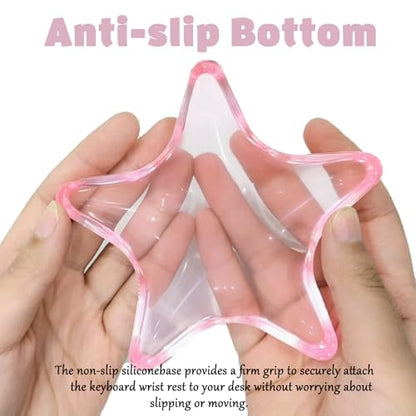 Gel Wrist Rest for Keyboard and Mouse Transparent Pink Sea Star Elbow Pad Cushion Ergonomic Cute Clear Cool Mouse Wrist Pad Silicone Non-Slip Support for Computer Gaming Office Hand Pillow Ocean Beach - color: Star Pink