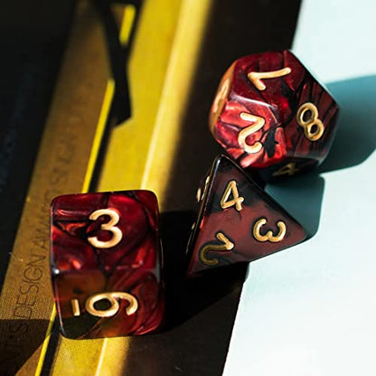 5 Sets DND Dice Polyhedral Dice Set (35pcs) with 1 Large Leather Bag, D&D Die Set for RPG Table Games (5Sets/35Pcs Double-Color) - color: 5sets/35pcs Double-color