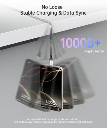 USB C Data Cable 10Gbps Sync 3ft, 3.2 Gen2 USB A to USB C 3.1A Fast Charging & High Speed Data Transfer Cable for iPhone 16/16 Pro Max/15 CarPlay, Samsung Galaxy S24/S23/S22/S21/S20 Android Auto - color: Black-and-White, size: 3FT