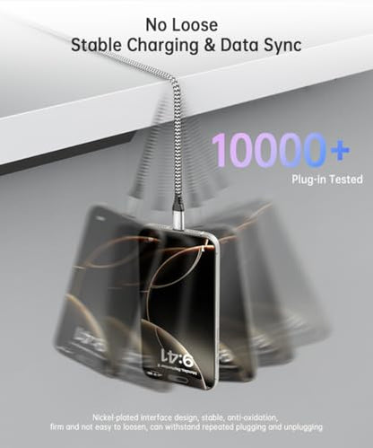 USB C Data Cable 10Gbps Sync 3ft, 3.2 Gen2 USB A to USB C 3.1A Fast Charging & High Speed Data Transfer Cable for iPhone 16/16 Pro Max/15 CarPlay, Samsung Galaxy S24/S23/S22/S21/S20 Android Auto - color: Black-and-White, size: 3FT