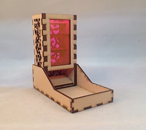 Mini Dice Tower and Tray v5 Neon Pink Acrylic Window Laser Cut MDF Unique Gift