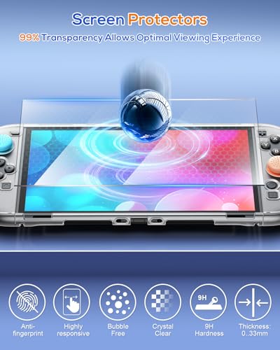 FYOUNG Protective Case for Nintendo Switch 2 2025, Slim Hard Shell | Switch 2 Case Accessories, Scratch&Shock Protection Cover with Screen Protector, 8 Thumb Grip(Matte White, Switch 2 7.9inch) - color: Matte White