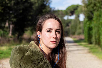 LUDOS Ultra Wired Earbuds in-Ear Headphones, 5 Years Warranty, Earphones with Microphone, Noise Isolating Ear Buds, Memory Foam for iPhone, Samsung, School Students, Kids, Women, Small Ears - Blue - color: Blue, style: 3.5 mm