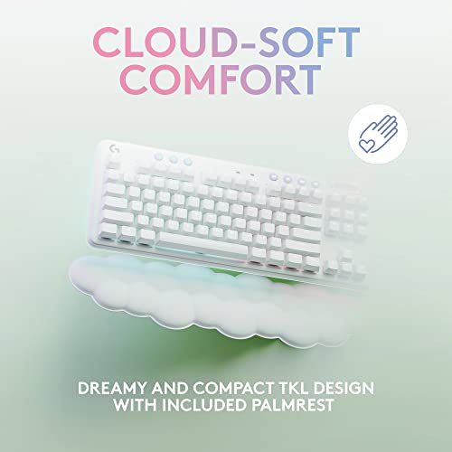 Logitech G715 Wireless Mechanical Gaming Keyboard with LIGHTSYNC RGB, Lightspeed, Tactile Switches (GX Brown), and Keyboard Palm Rest, PC/Mac Compatible - White Mist - size: Wireless, style: Tactile