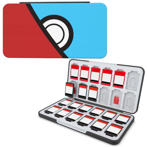 HEIYING Game Card Case Compatible with NINTENDO SWITCH 2 / Micro SD Cards | Portable Game Card Holder, Hard ABS Shell with Soft Silicone Lining, Dedicated Card Slots,Magnetic Closure for Easy Access - color: Blue Peek Red